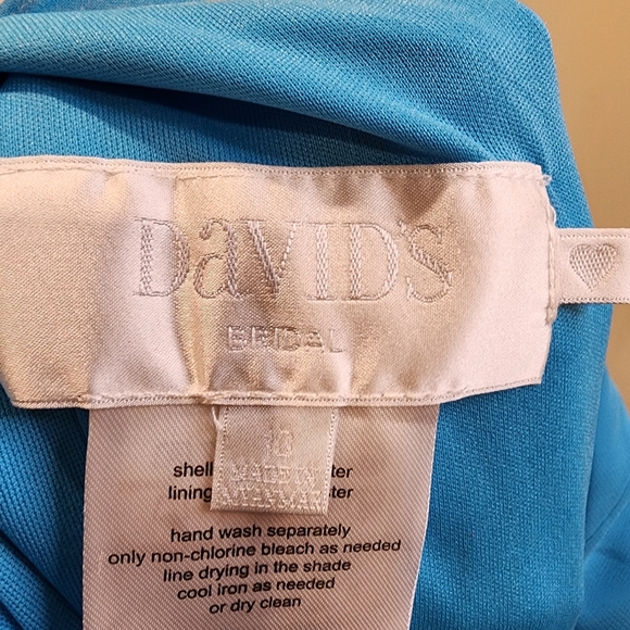 David's Bridal Elegant Malibu Blue Maxi Dress Size 10 - Picture 3 of 12